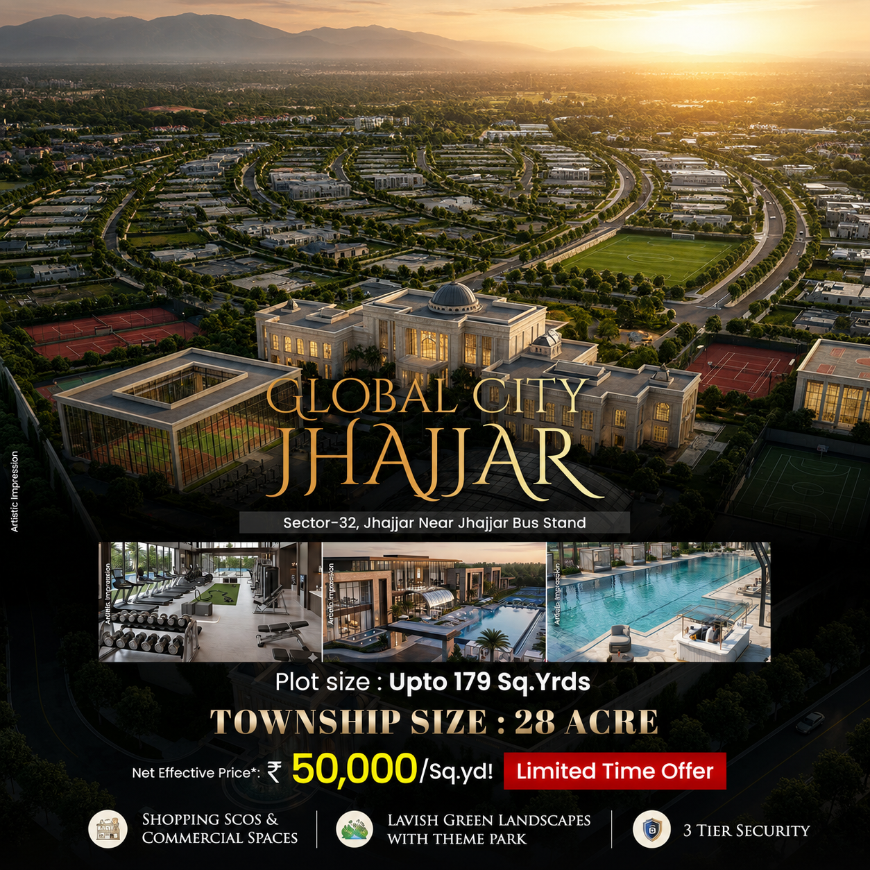 Global City Jhajjar township aerial artistic impression
